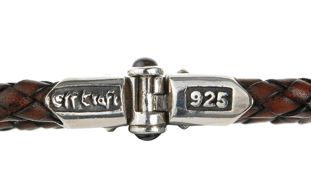 Silver-Leather Bracelet MALTESER CROSS Ship Silver Jointlock with Stone 6