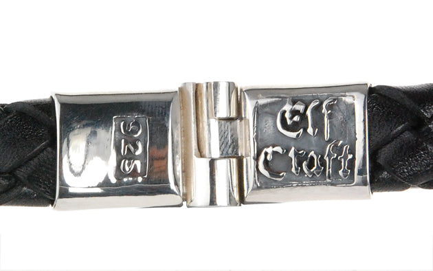 Silver-Leather Bracelet PLAIN and SKULL on a Silver Jointlock  13