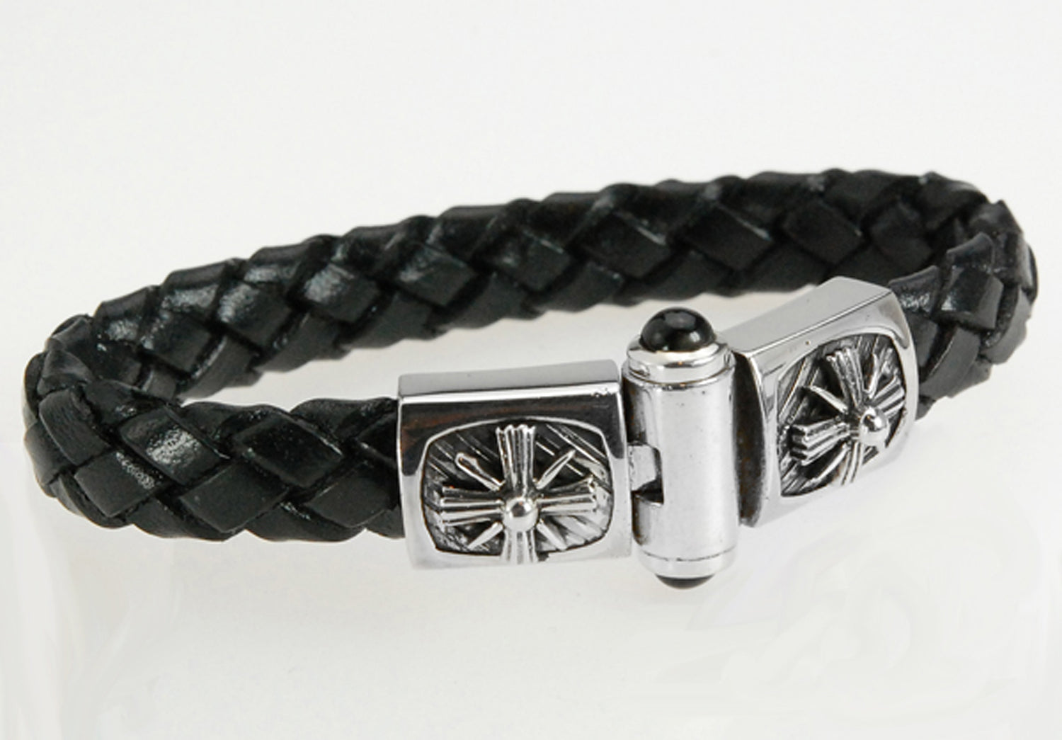 Silver Leather Bracelet MORNING STAR Jointlock 10