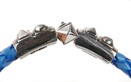 Silver-Leather Bracelet PYRAMIDES and DOMES Silver Jointlock for 10 mm