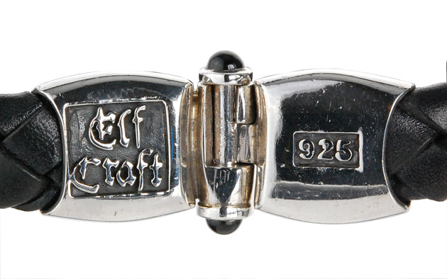 Silver-Leather Bracelet MAGIC PLANT Jointlock with two cabochon stones for 13mm leather