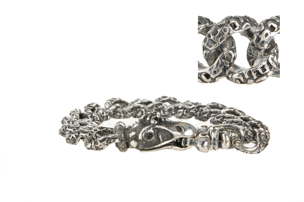 Silberarmband Eagleskull mit Panzerkette „Garten bei Nacht“.