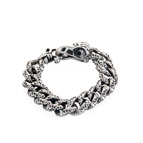 Silver Bracelet Eagleskull with Garden At Night Curb Chain