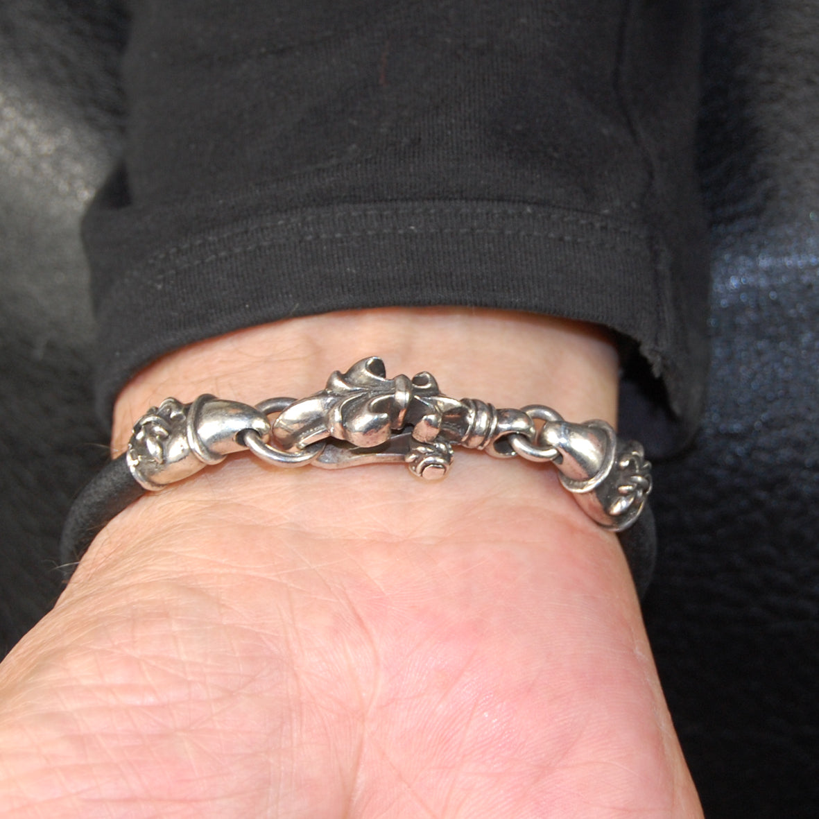 Silver-Leather Bracelet LILY Clasplock with Lily Tubes for 6mm leather