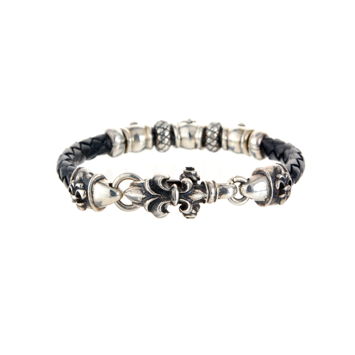 Silver-Leather Bracelet LILY Clasplock with Lily Tubes for 6mm leather