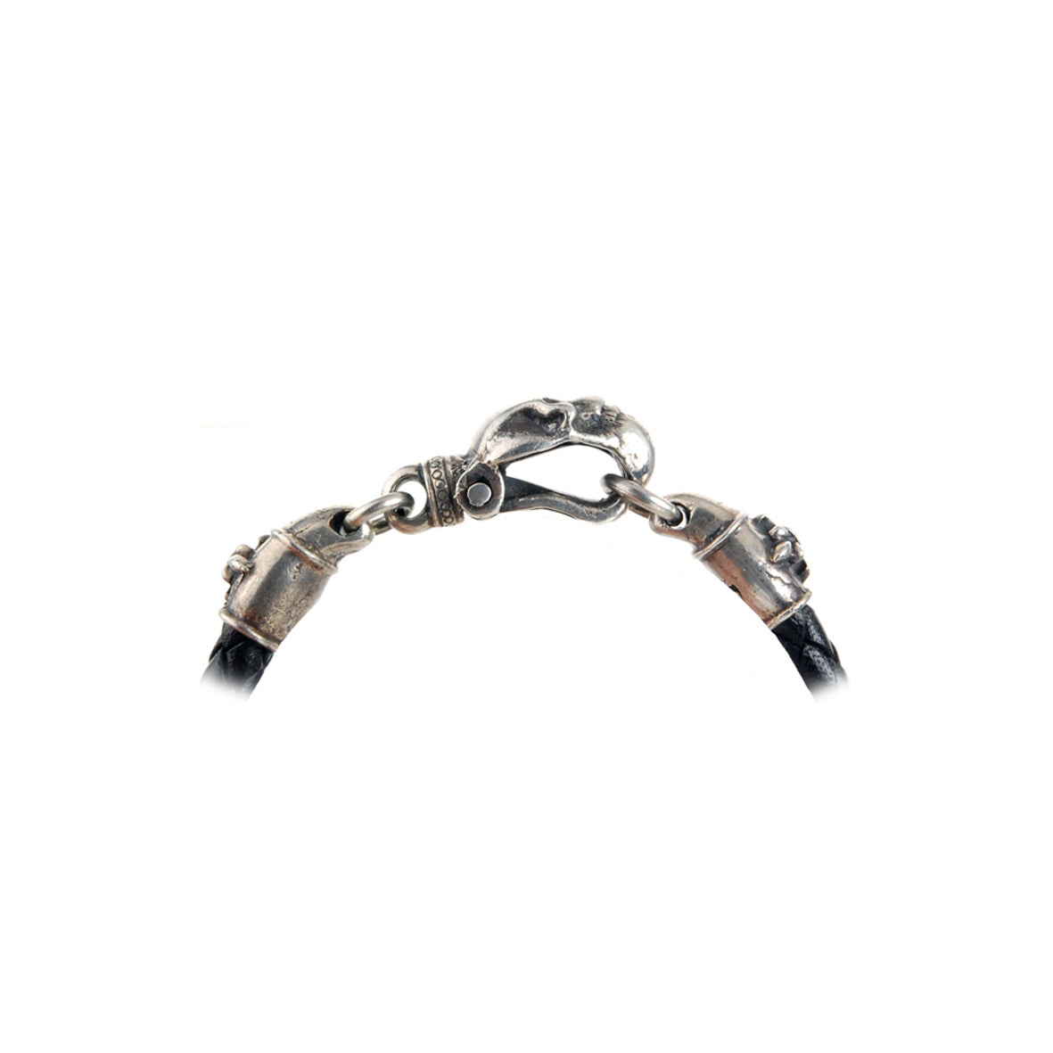 Silber-Lederarmband SKULL Spangenschloss und kleine Totenköpfe Röhren und Ringe für 6 mm Leder