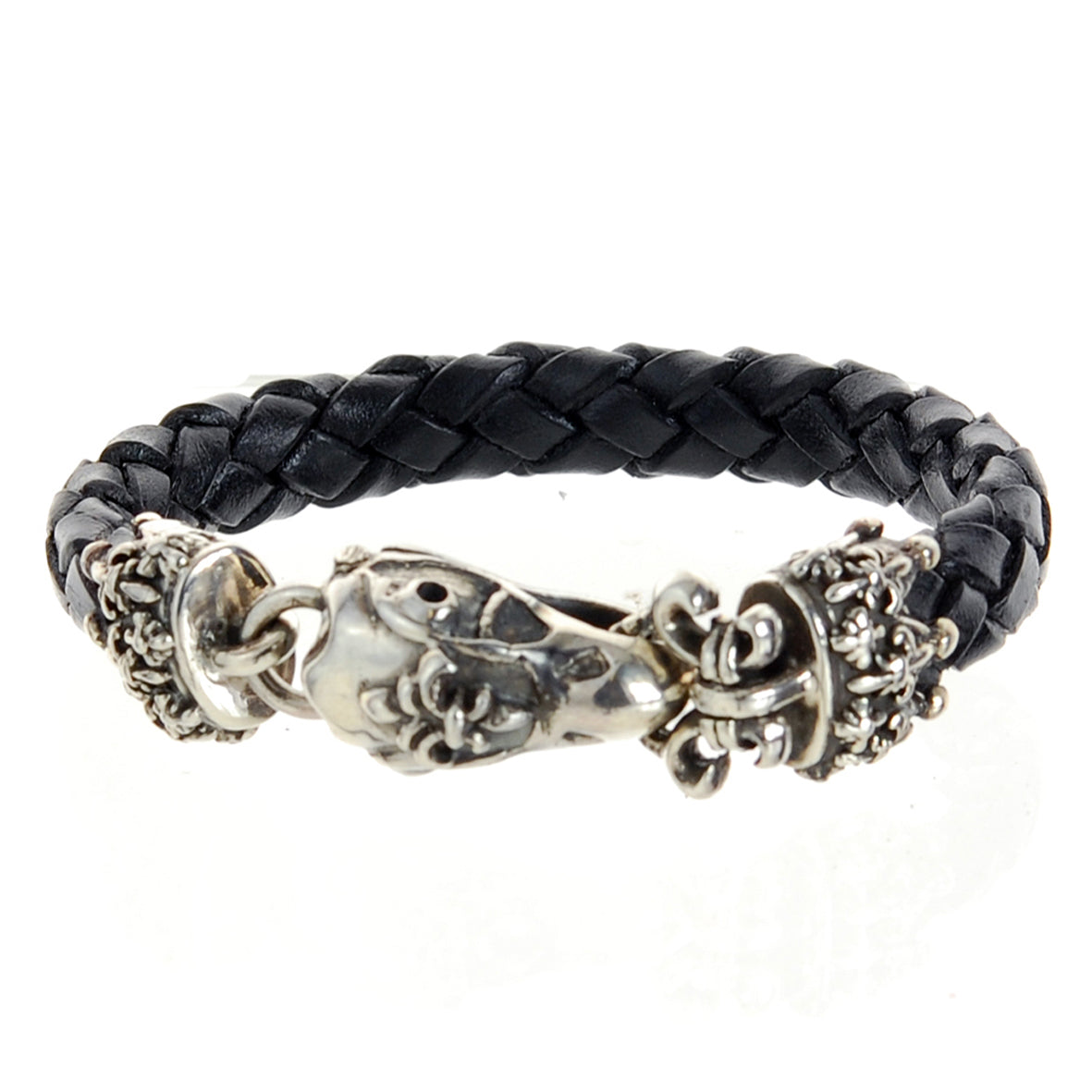 Silver-Leather Bracelet EAGLE SKULL Silver Clasplock S for 10mm leather