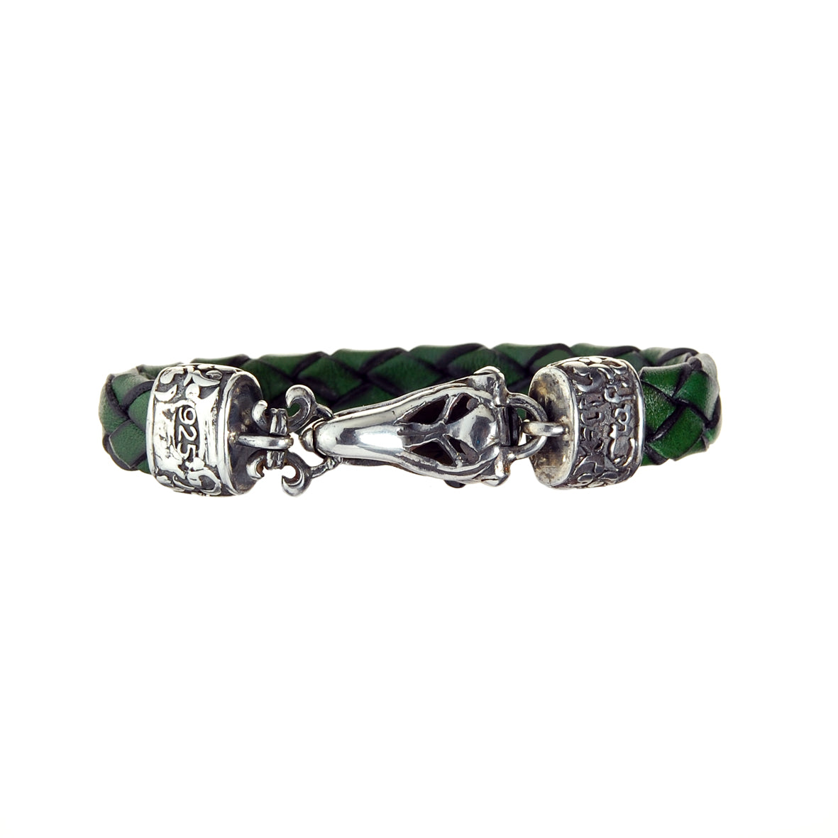 Silver-Leather Bracelet EAGLE SKULL M Clasplock for 13mm leather