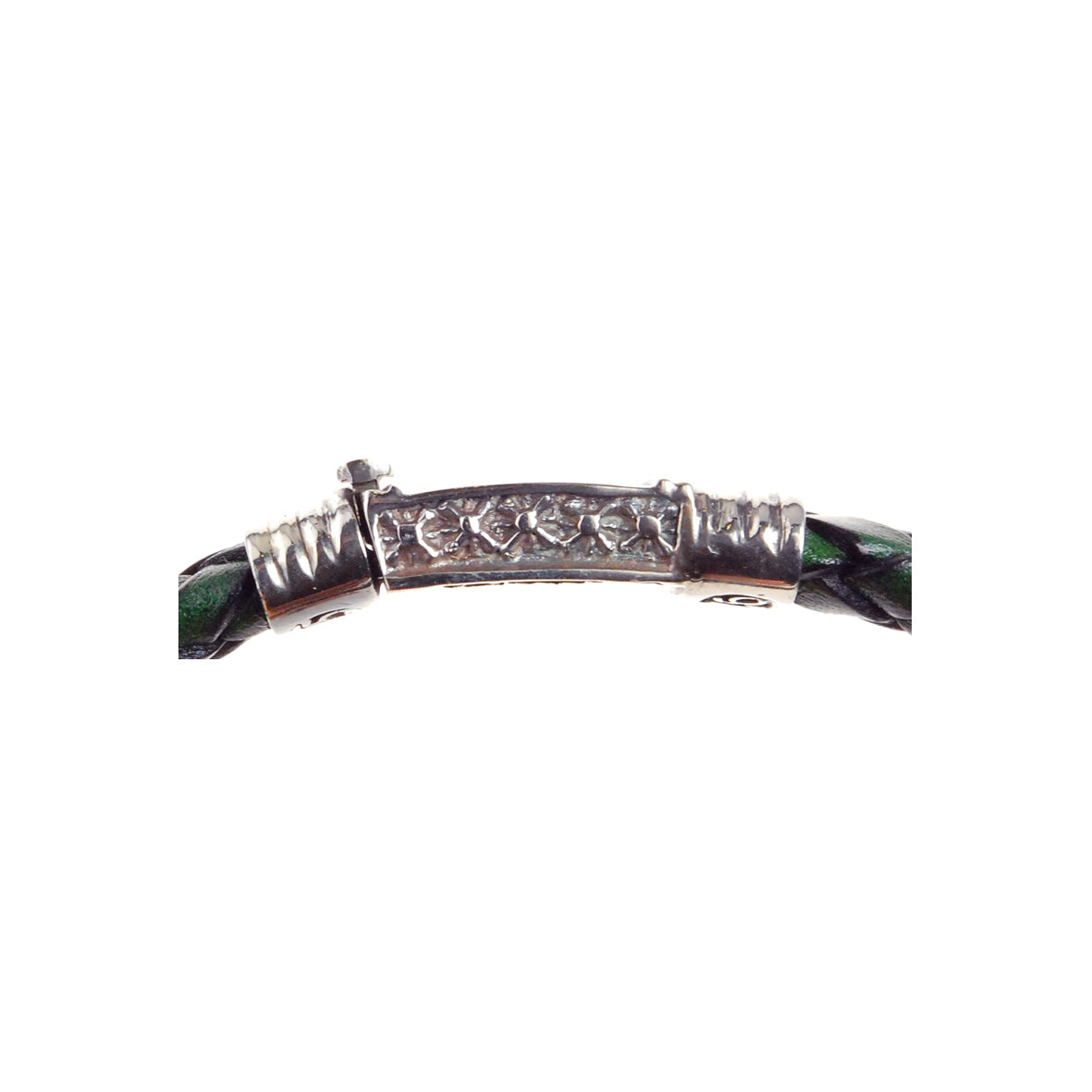 Silver-Leather Bracelet PLAIN Boxlock with MORNING STAR Sides for 10mm leather