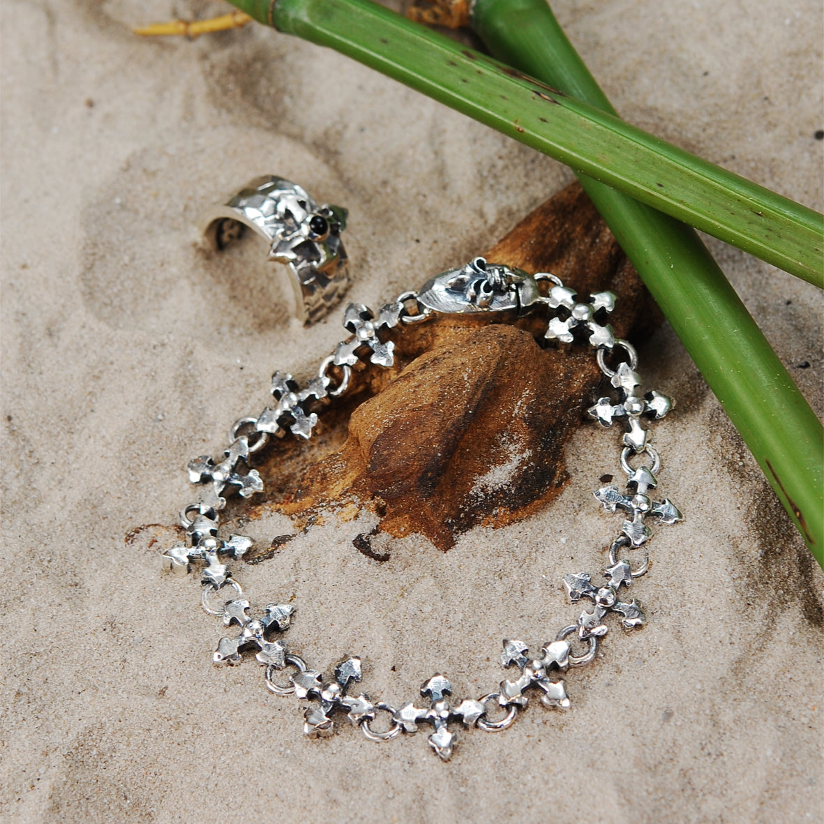 Silberarmband BLADES CROSS Row