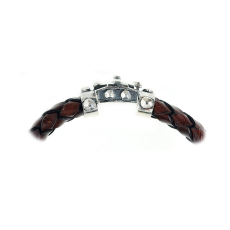 Silver-Leather Bracelet BOUND Faceted Boxlock 13