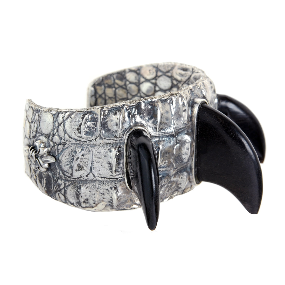 Silver Bracelet ROCKSTAR Croco Bangle 3row and Horns