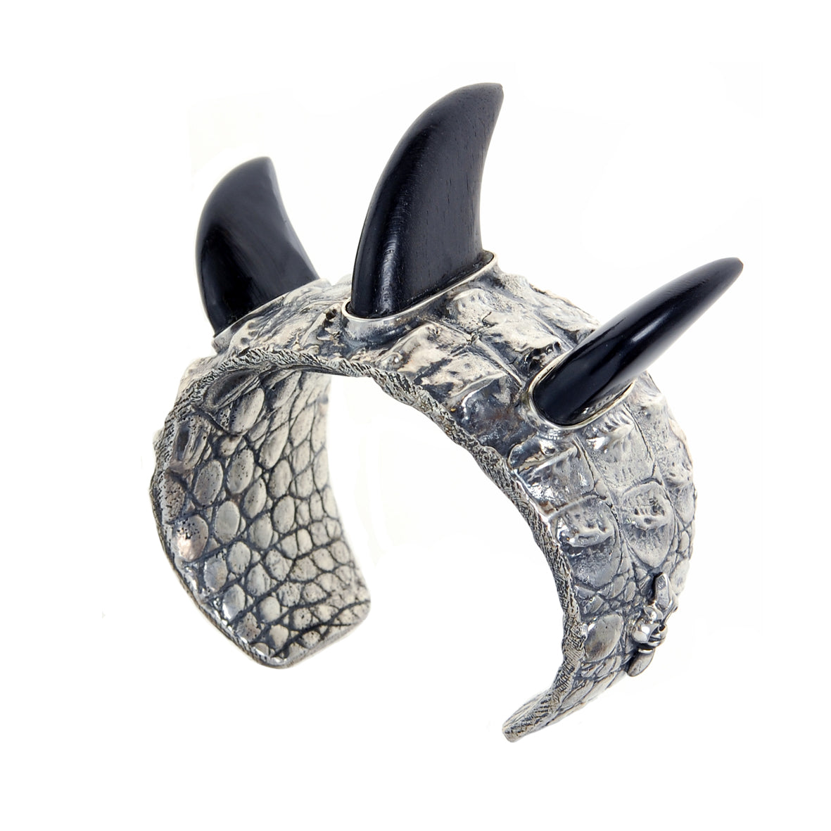 Silver Bracelet ROCKSTAR Croco Bangle 3row and Horns