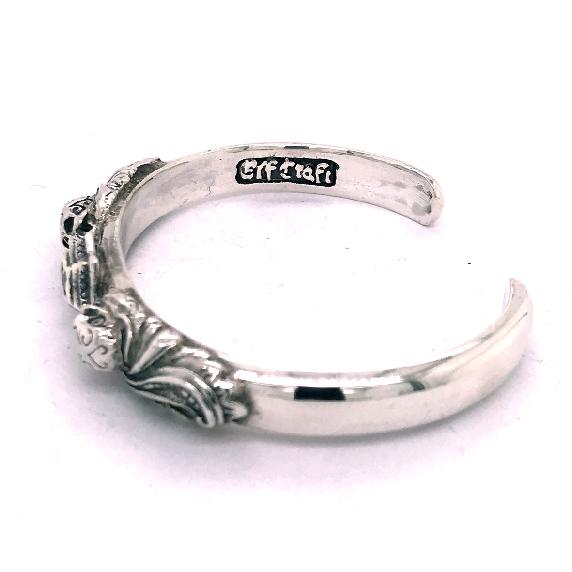 Silberner Armreif MAGISCHE PFLANZE und SCHÄDEL mit Stern