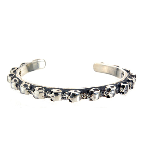 Silver Bangle SKULLS Row