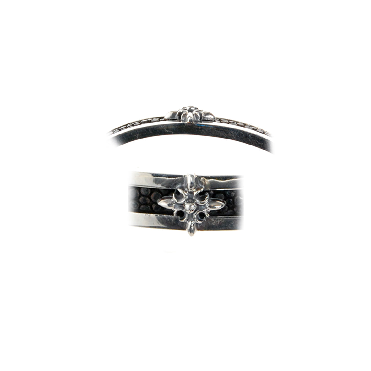 Silver Bangle SKULL Searay stripe and Lilies