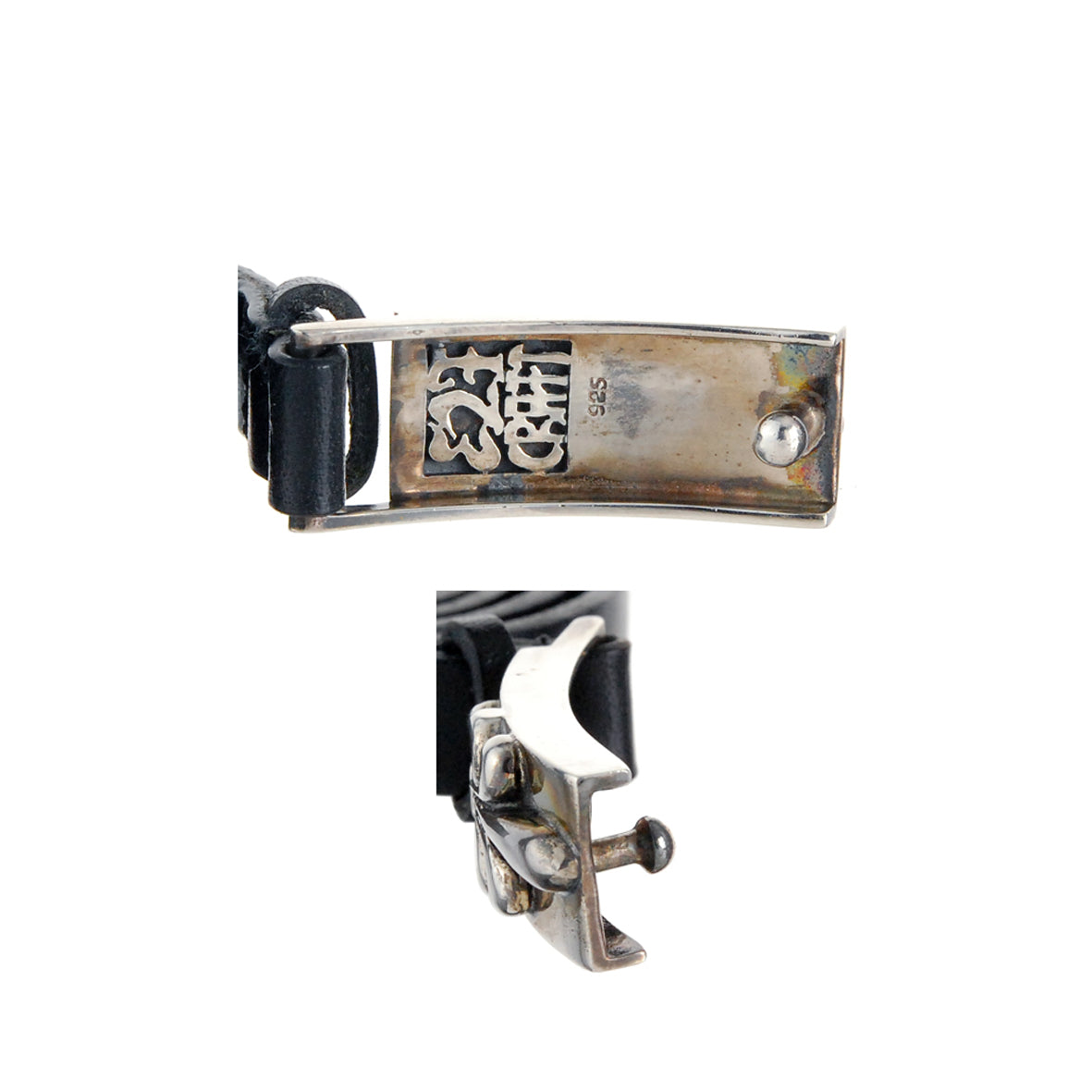 Silver Leather Bracelet Wrap LONG LILY 10mm