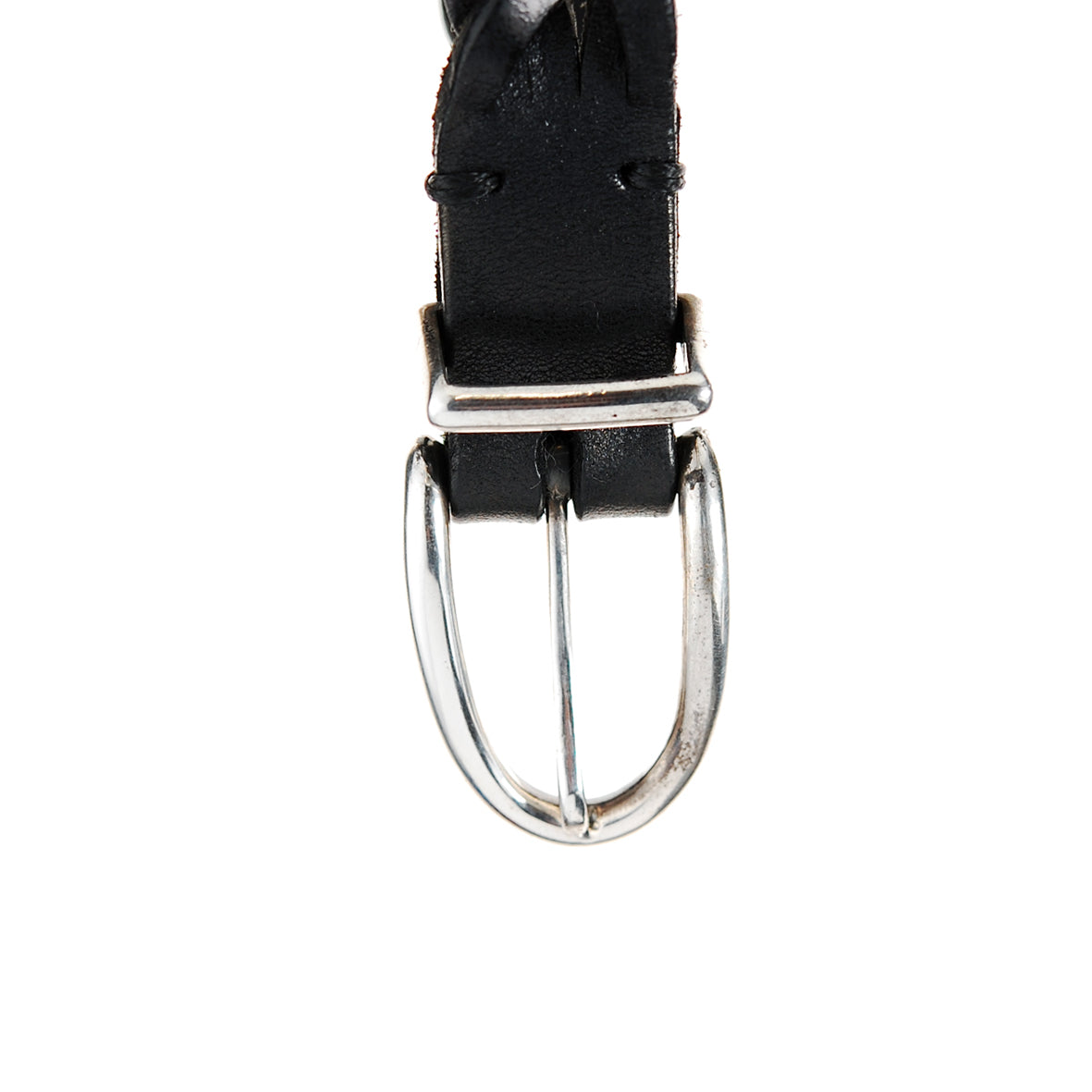 Silver Leather Bracelet PLAIN Buckle on Braided Leather