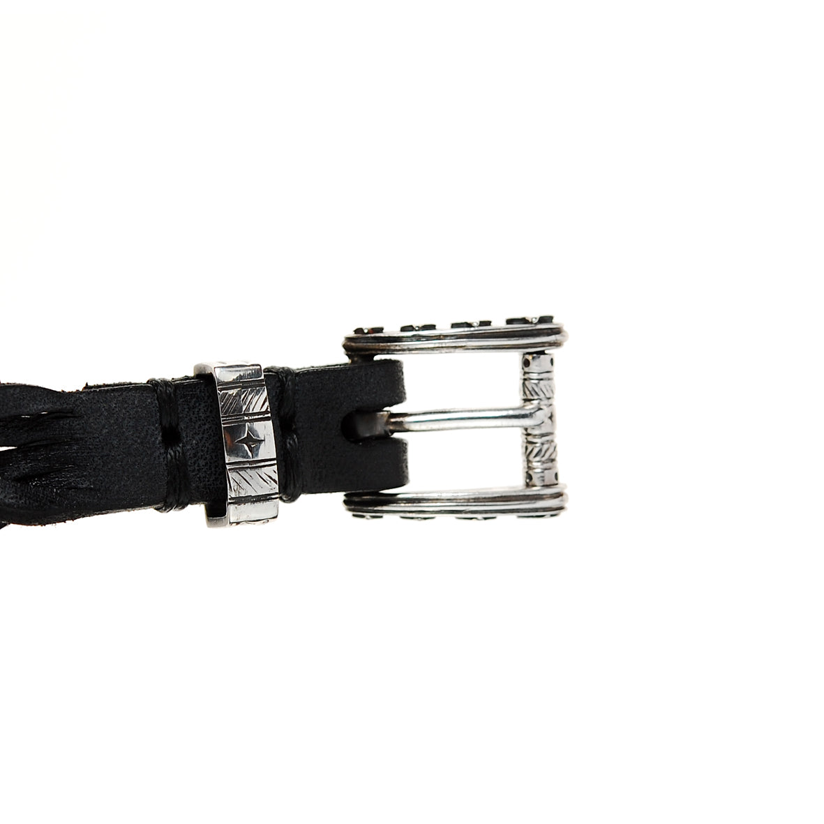 Silber-Lederarmband mit silberner Schnalle mit Stars and Stripes