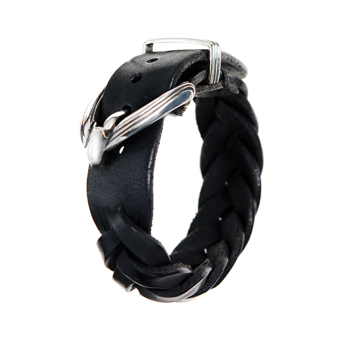 Silver Leather Bracelet EAGLE BEAK Buckle