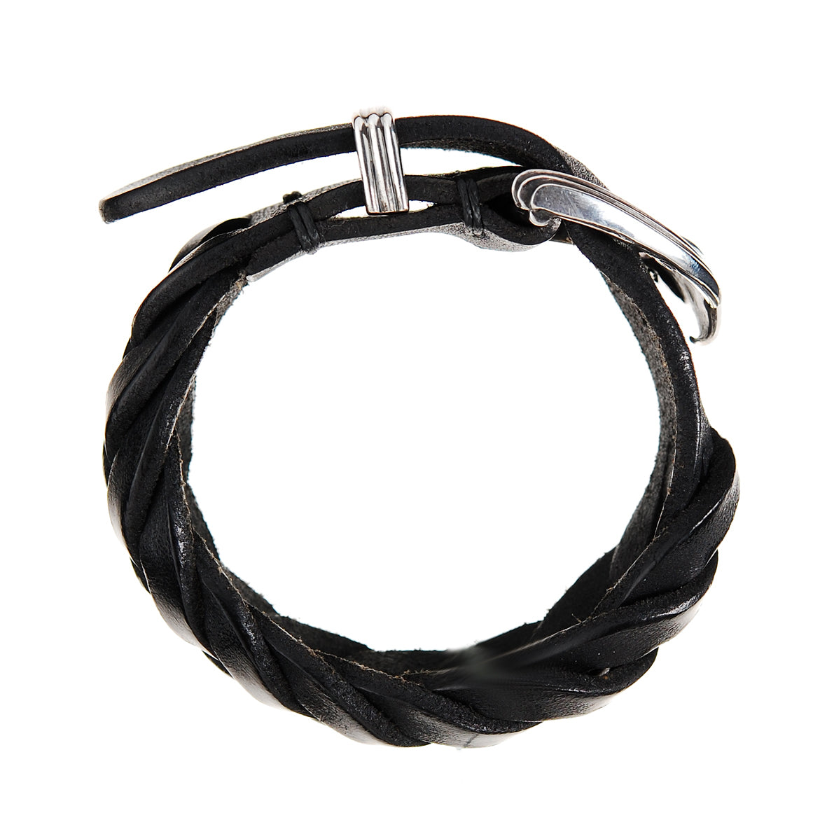 Silver Leather Bracelet EAGLE BEAK Buckle