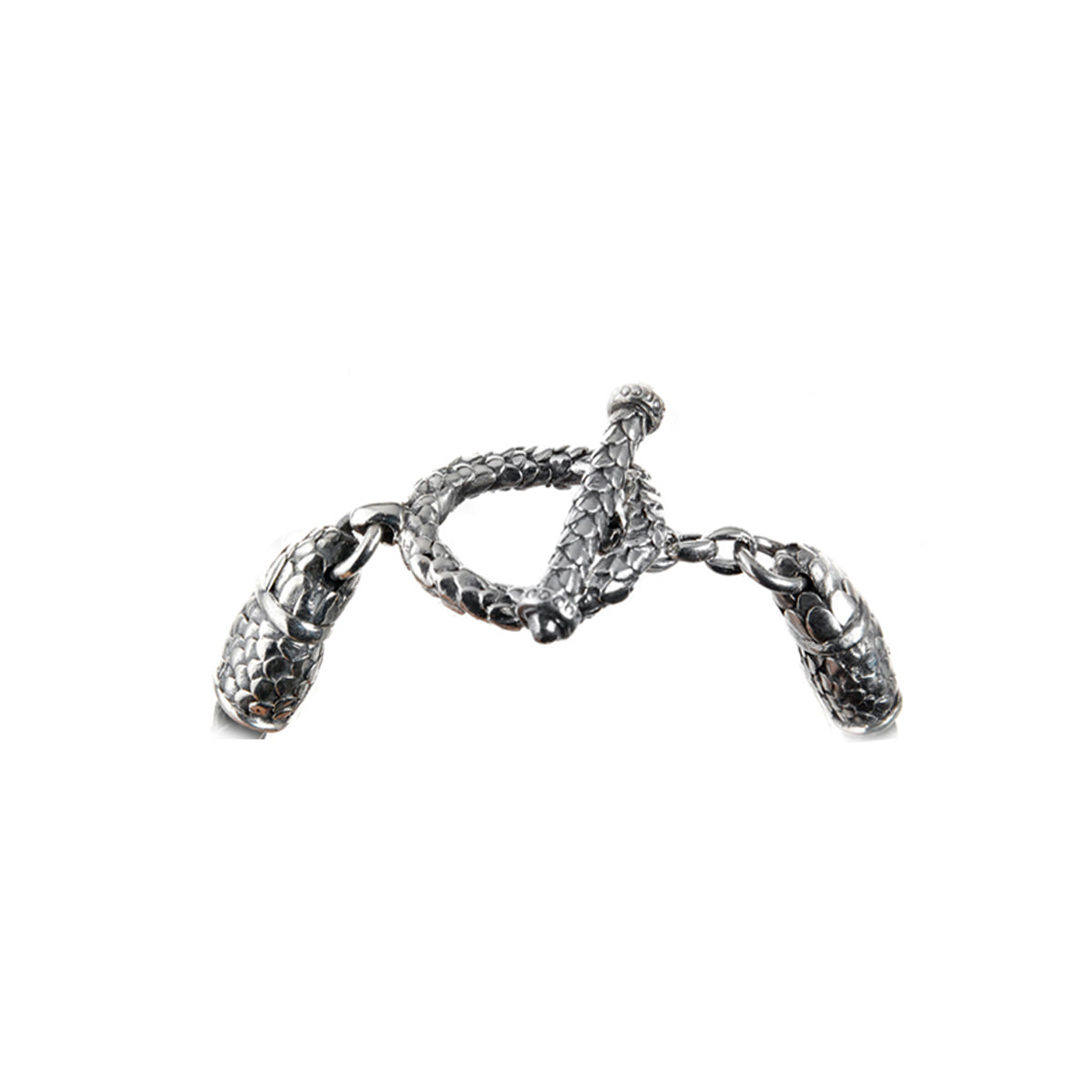 Silver Leather Bracelet  DRAGON SCALES  Double Wrap Loop and Stick 6