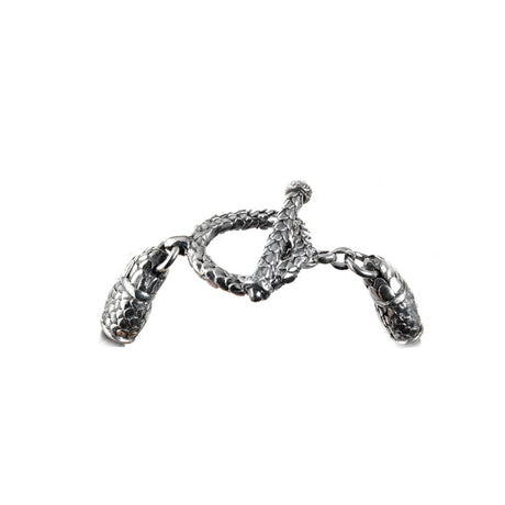 Silver Leather Bracelet  DRAGON SCALES  Double Wrap Loop and Stick 6