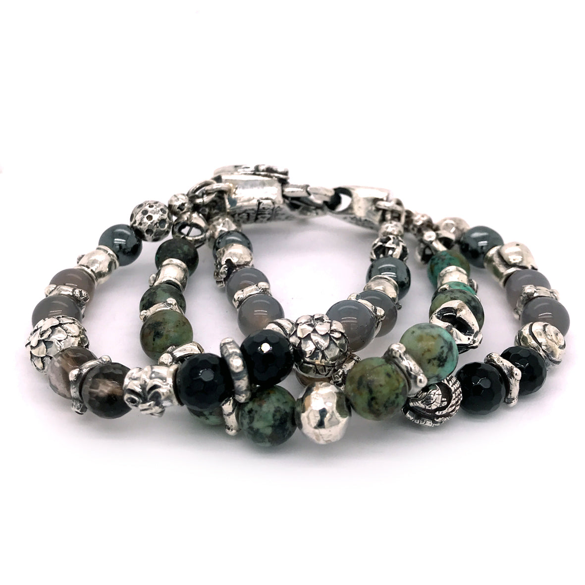 Silver Bracelet BEADS and Silver Balls DRAGON FIRE SKULL LILY and CROSSES Balls