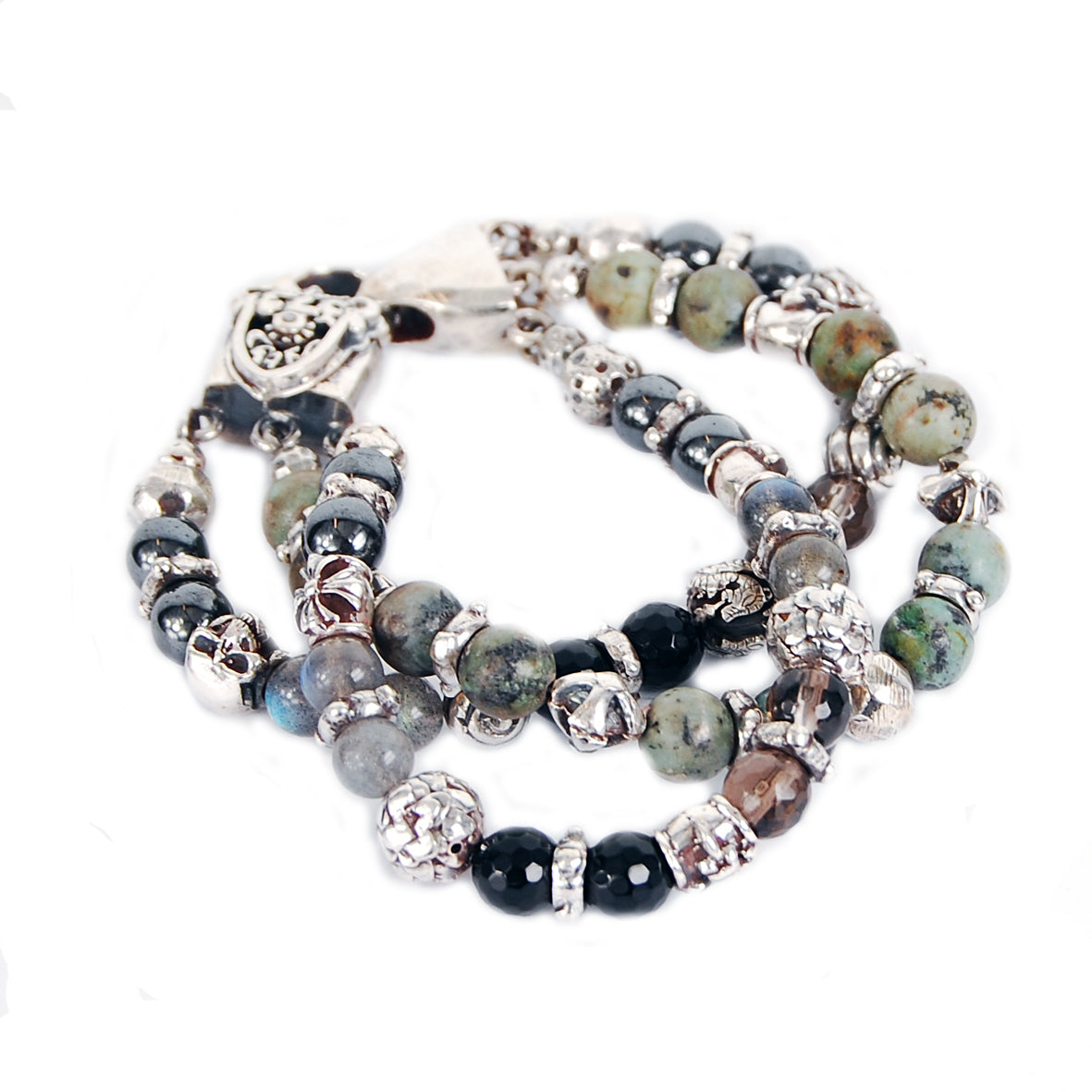 Silver Bracelet BEADS and Silver Balls DRAGON FIRE SKULL LILY and CROSSES Balls