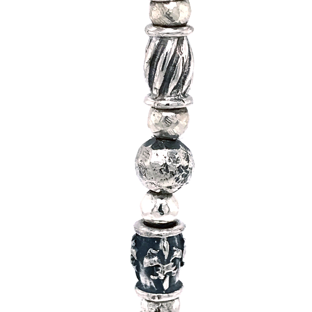 Silver Bracelet TUBES Elfin Lilies, Dragon Scales Spirals Stars with MALTESER CROSS and Beads