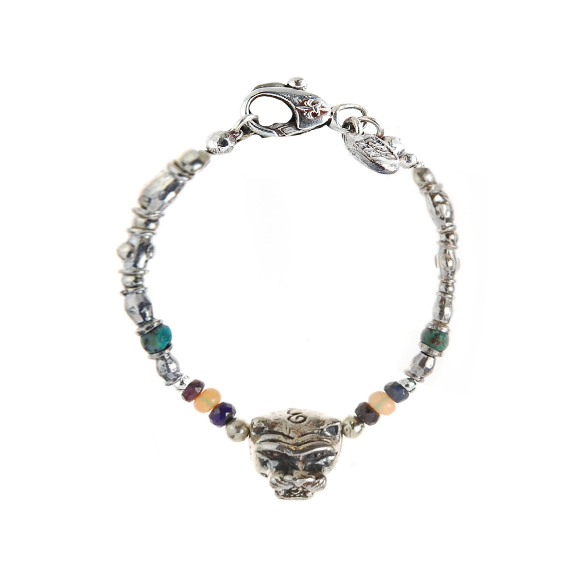 Silver Bracelet Elfin TUBES with LION HEAD