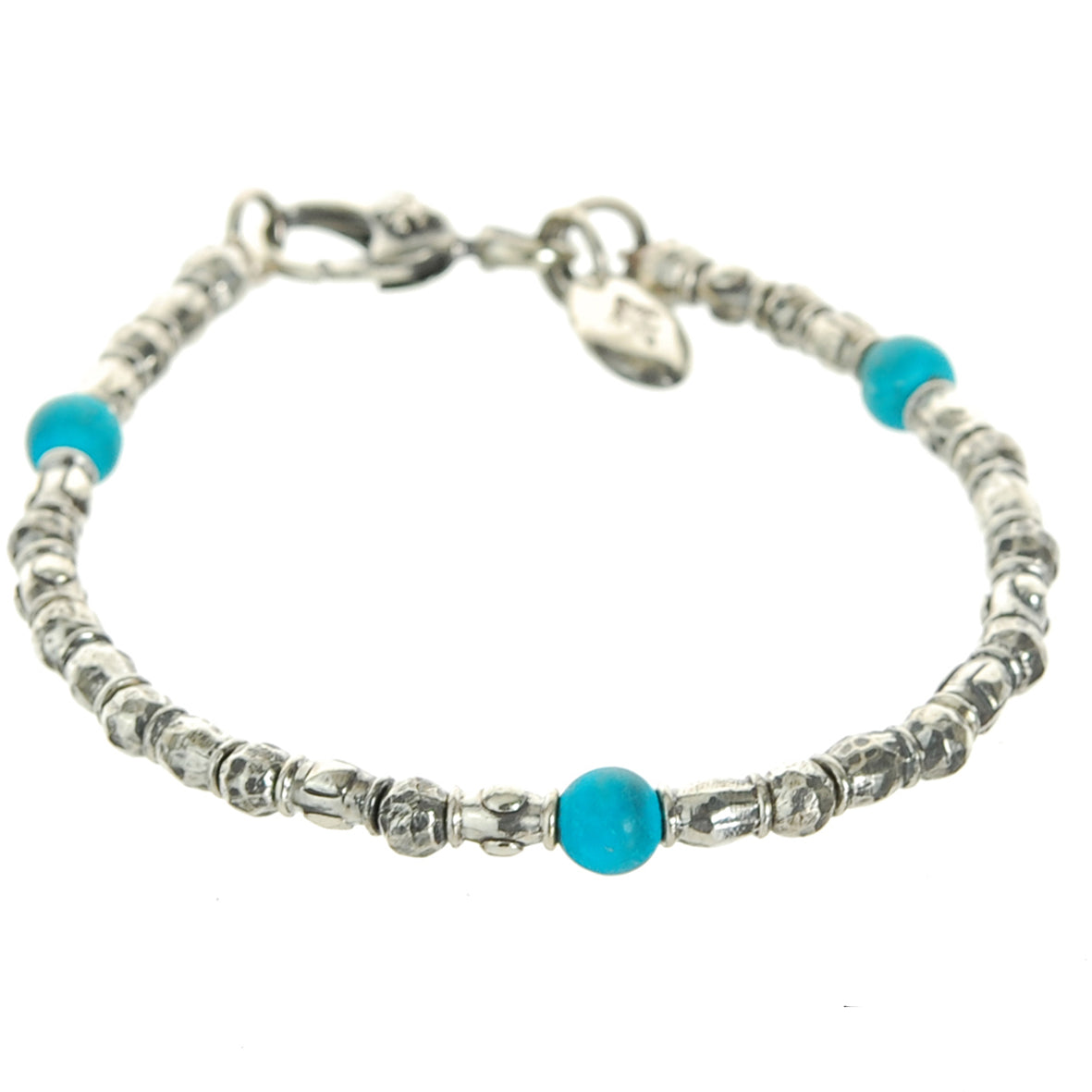 Silver Bracelet Mini TUBES Rough and Stone Beads