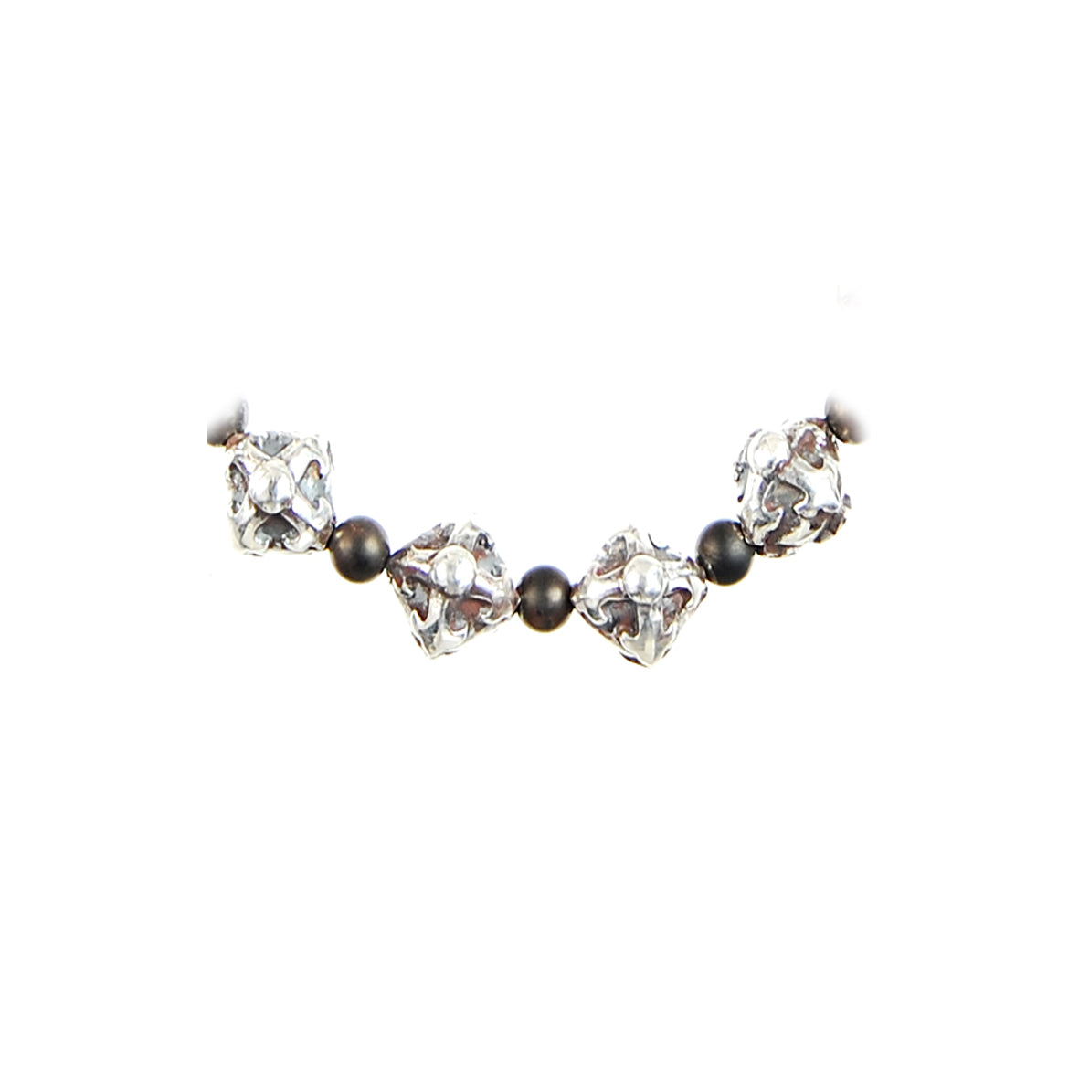 Armband Steinperlen und silberne BLADES CROSS Kugeln