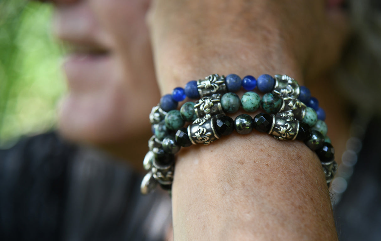 Silver Bracelet BEADS and LILY TUBES