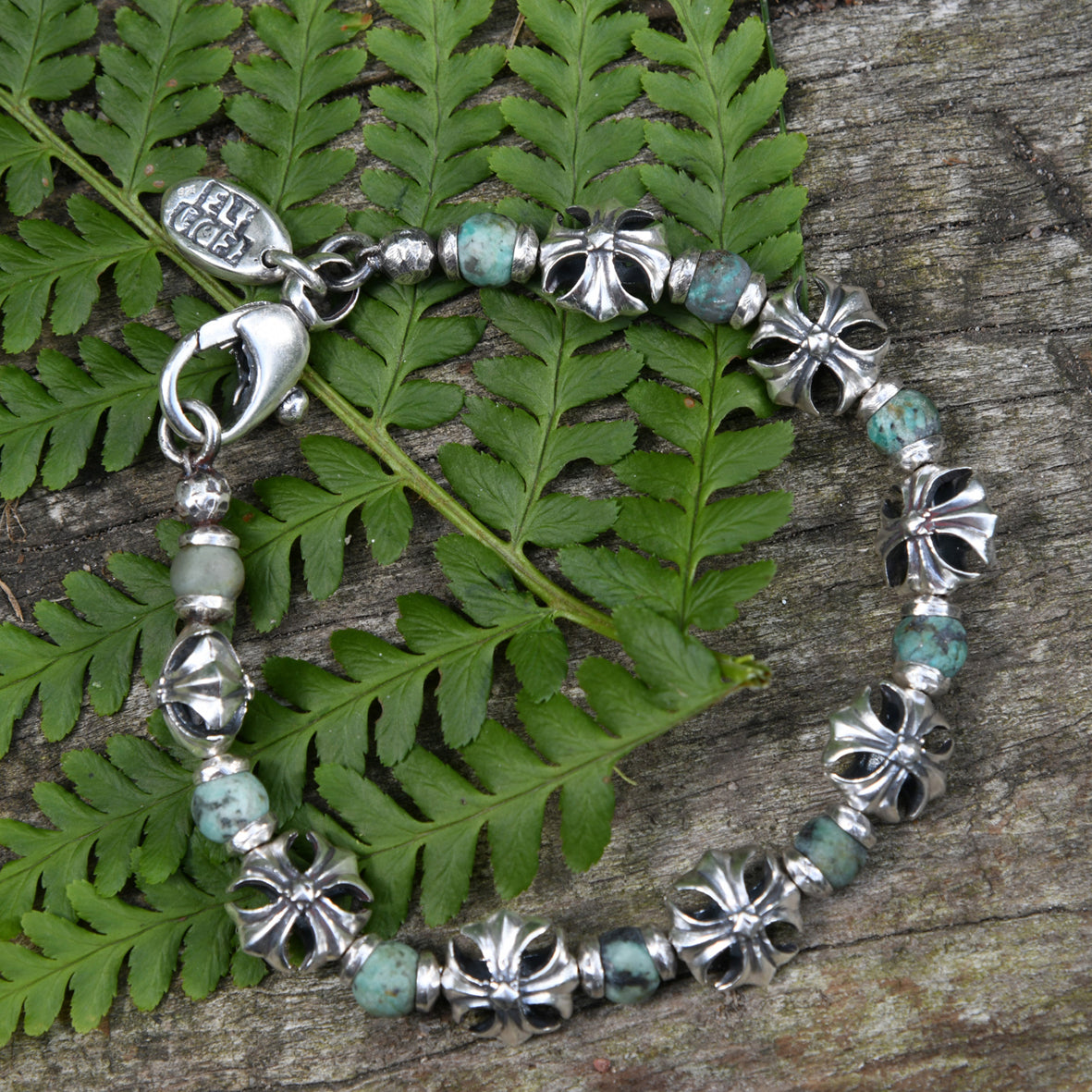 Silber Armband mit Steinperlen und MALTESERKREUZEN