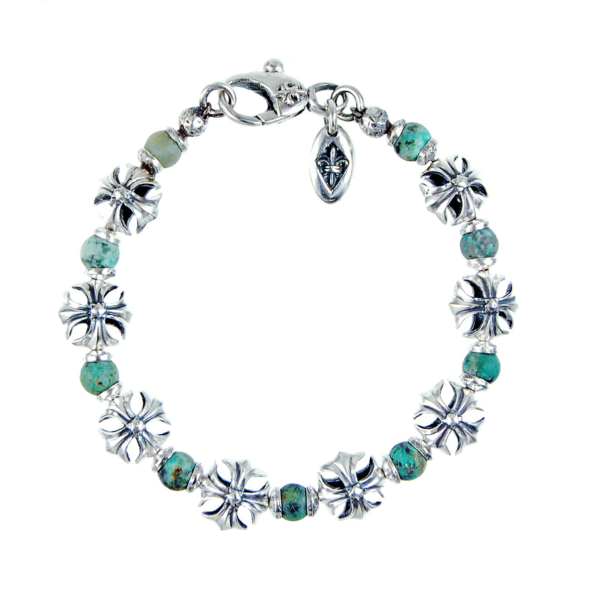 Silber Armband mit Steinperlen und MALTESERKREUZEN