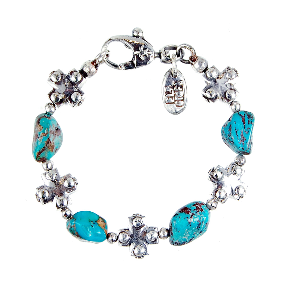 Silver Bracelet PLAIN CROSSES and STONE ROCKS