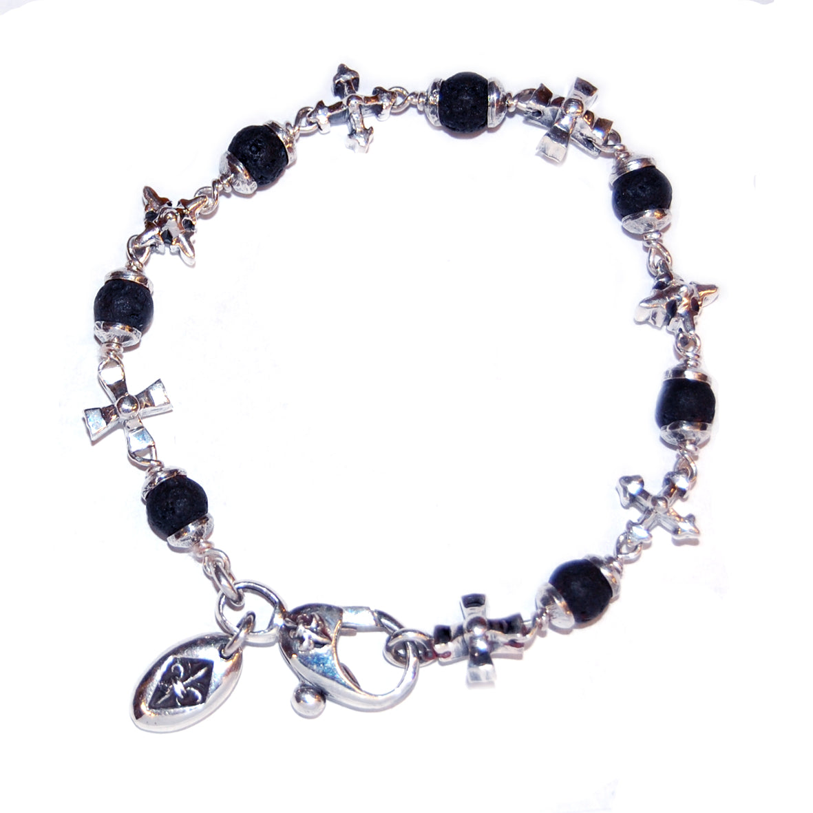 Silberarmband mit Lanzen- und Klingenkreuzen sowie 10 Perlen