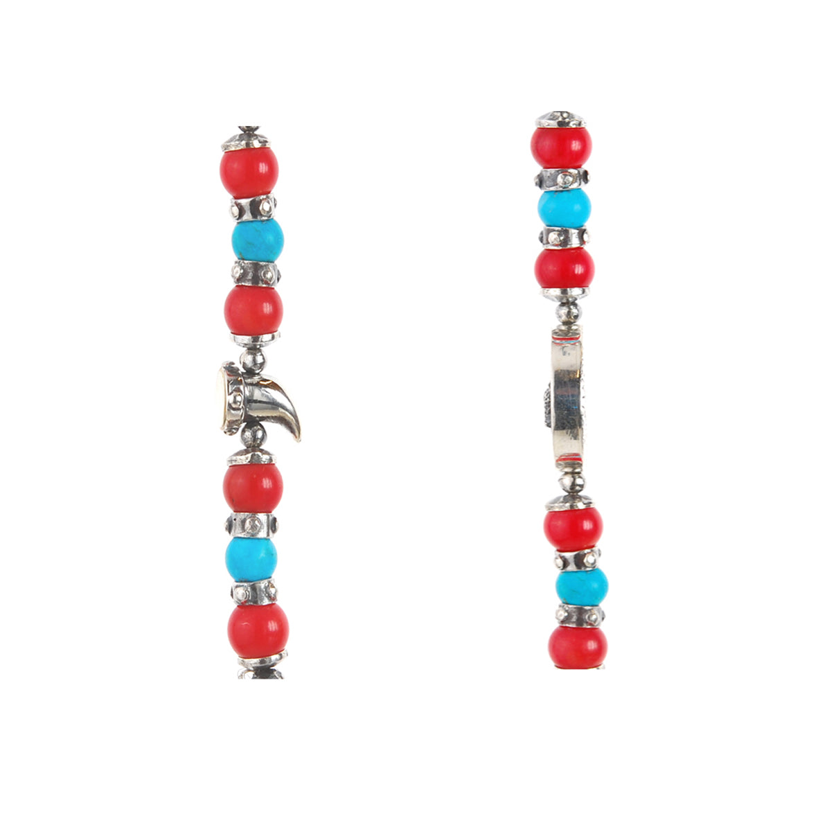 Silver Bracelet Beads DRAGON COIN and Teeth