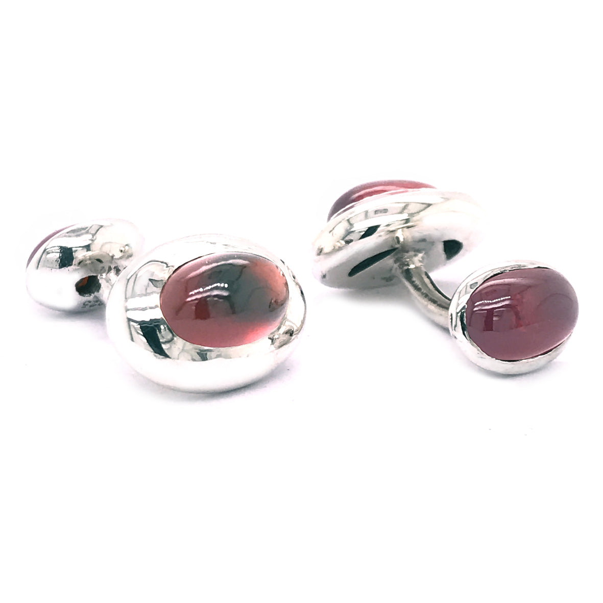 Silver Cufflinks OVAL STONES as Bones