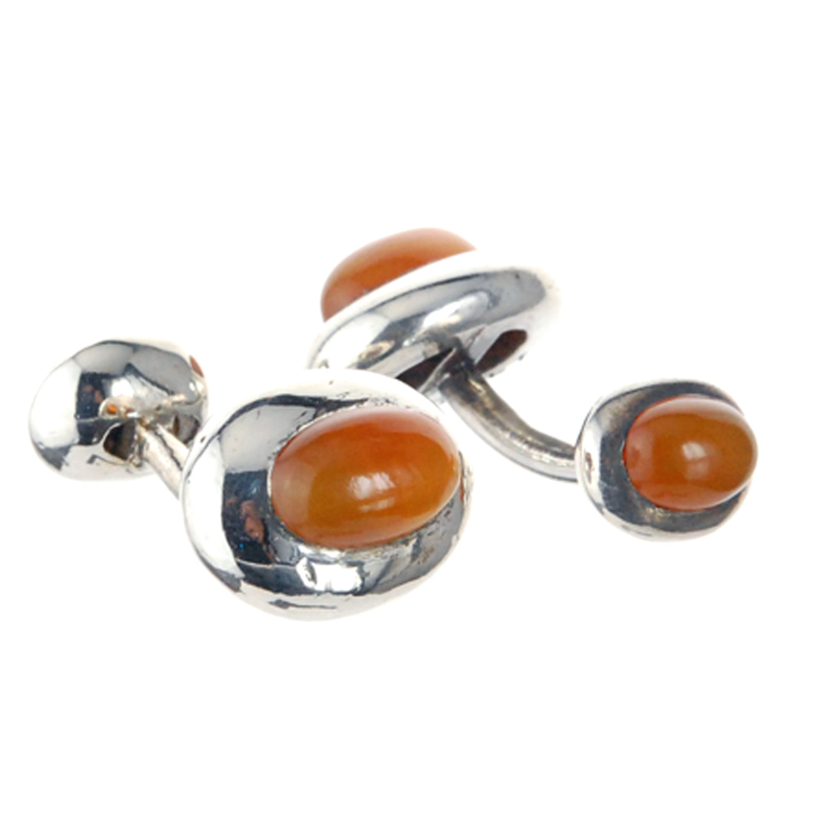Silver Cufflinks OVAL STONES as Bones