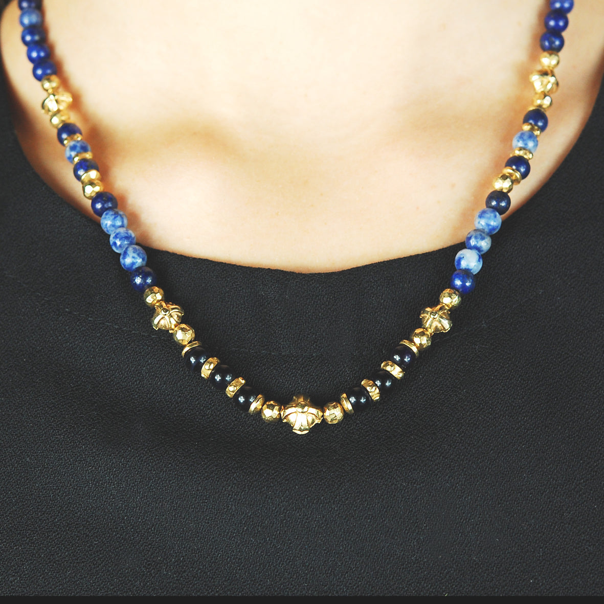 Silver Neckchain Beads KNIGHTS CROSS Balls Gold Plated