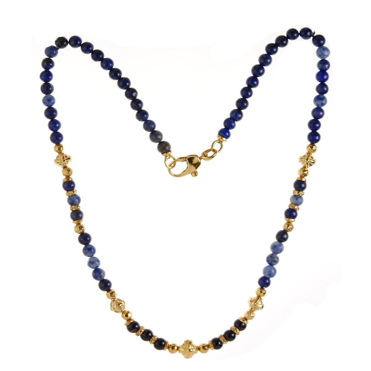 Silver Neckchain Beads KNIGHTS CROSS Balls Gold Plated