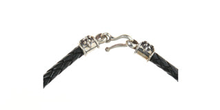 Leather Neckband with Silver SKULL L and Hook 6