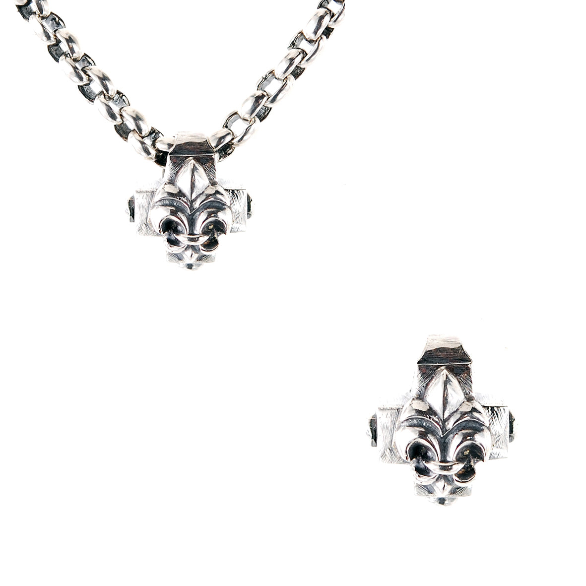 Silver Pendant Greek Cross Body with Hole and LILY 16