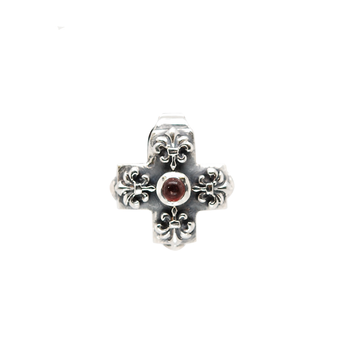 Silver Pendant Greek Cross Body with Hole and LILIES 20