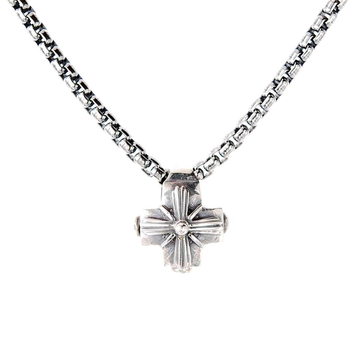 Silberner Anhänger griechisches Kreuz mit Loch und MORGENSTERN 16