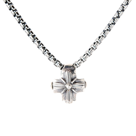 Silver Pendant Greek Cross Body with Hole and MORNING STAR 16