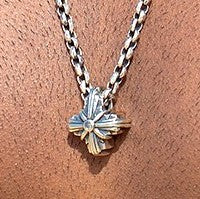 Silver Pendant Greek Cross Body with Hole and MORNING STAR 20