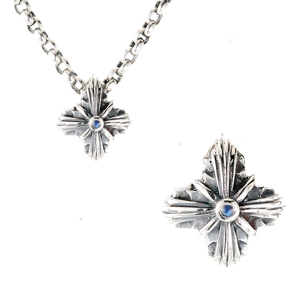 Silver Pendant Greek Cross Body with Hole and MORNING STAR 20